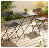 3-Piece Folding PE Rattan Bistro Set, Black Wicker