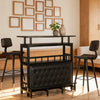 Home Bar Table with Footrest & Stemware Storage