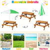 3-in-1 Kids Picnic Table with Adjustable Umbrella, Fir Wood