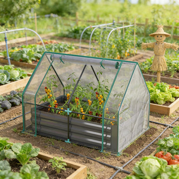 2-in-1 Raised Planter with Roll-Up Greenhouse Cover