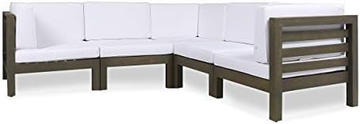 5-Piece Outdoor Sectional Sofa Set – Modular Acacia Wood Patio