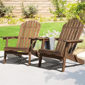 Foldable Adirondack Chair Set, Pre-Assembled Eucalyptus