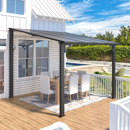 8x8 Waterproof Wall-Mounted Lean-To Gazebo for Patios