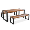 3-Piece Acacia Wood Outdoor Conversation Set for Patio and Garden