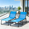 Folding Chaise Lounge Chairs, Set of 2 — Sky Blue