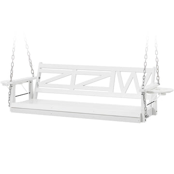 Wooden Outdoor Porch Swing With 3-seat