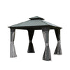 8' x 8' Hardtop Aluminum Gazebo with Netting & Curtains