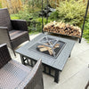 Square Metal Wood-Burning Fire Pit Table