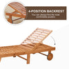 Folding Acacia Chaise Lounge with Wheels