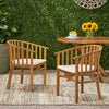 Acacia Wood Outdoor Dining Chairs with Water-Resistant Cushions