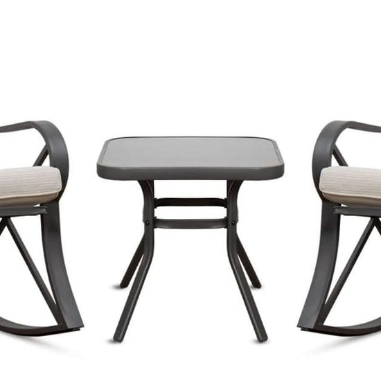Three Piece Outdoor Bistro Set with Rocking Chairs-0