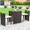 3-Piece Cushioned Wicker Patio Bistro Set