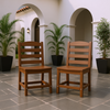 Set of 2 Brown HDPE Armless Outdoor Dining Chairs, Modern Slat