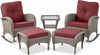 5 Piece Patio Rocking Chairs Set With Wicker Ottomans