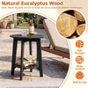 2-Tier Eucalyptus Wood Outdoor Side Table, Black