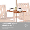 Fir Wood Garden Bench with Center Table & Umbrella Hole