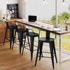 24 Inch Black Outdoor Metal Bar Stools Set of 4 Counter Height Large Ergonomic Seats-3