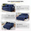 Navy Corduroy Convertible Sleeper Sofa with Storage Pockets