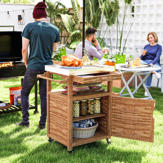 Outdoor Grill Cart — Stainless Top