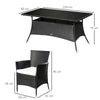 Rattan Outdoor Dining Set — 7 Piece, Seats 6, Black