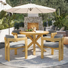 5-Piece Acacia Wood Round Outdoor Dining Set with Armchairs