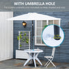 Round Outdoor Dining Table with Umbrella Hole — Seats 4, White
