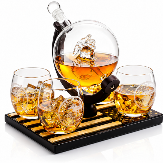 Marine Whiskey Decanter Set Premium Barware Gift Elegant Drinkware Collection