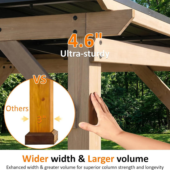 10x12 Cedar Gazebo Gray Weatherproof Sloped Roofing-2
