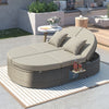 Adjustable Outdoor Rattan Daybed for Two, Gray or Beige