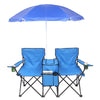 2-Seat Folding Outdoor Chair with Removable Umbrella