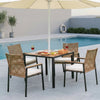 5-Piece Acacia & Rattan Patio Dining Set, Yellow