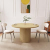 47" Round Fluted Farmhouse Dining Table, Natural Wood