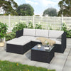 Rattan Corner Sofa Set — 3 Piece, Black