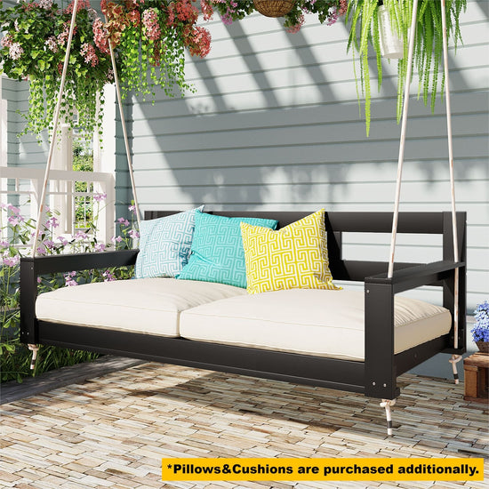 Acacia Wood Porch Swing Bed — Twin Size