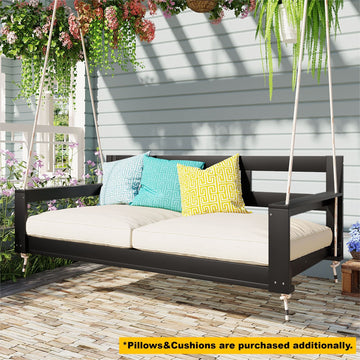 Acacia Wood Porch Swing Bed — Twin Size