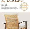 Beige Patio Rocking Chairs Set With Glass Coffee Table