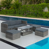 5-Piece PE Wicker Patio Set with Wood-Top Coffee Table