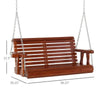 Two-Seater Fir Wood Patio Swing Bench, Brown