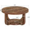 Two-Tier Round Side Table in Rustic Brown