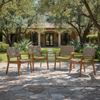 Durable Outdoor Dining Chair With Acacia Wood Frame, Handwoven Wicker Seat, Brown Finish, Patio Garden Furniture,  Compatible With Matching Table