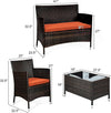 Rattan Patio Set With Cushioned Chairs And Glass Table