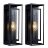 18-Inch Outdoor Wall Lantern in Matte Black, Set of 2