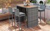 5-Piece Gray Wicker Patio Set with Cushioned Seating