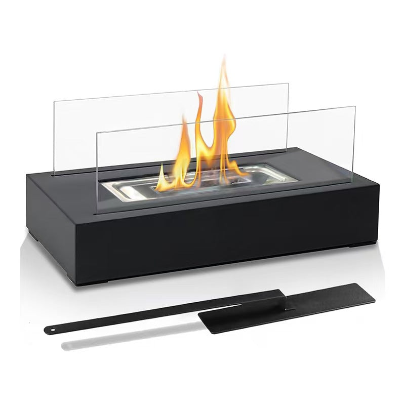 Rectangle Glass Tabletop Fireplace — 13.8 Inch Portable Fire Bowl, Indoor/Outdoor
