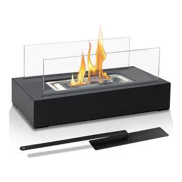 Rectangle Glass Tabletop Fireplace — 13.8 Inch Portable Fire Bowl, Indoor/Outdoor