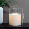 8" 3-Wick Glass Flameless Candle, Battery Operated, White
