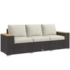 Three-Seat PE Wicker Outdoor Sofa with Deep Seat, Beige