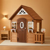 Cedar Wood Kids Outdoor Playhouse with Pretend Kitchen