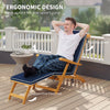 Folding Acacia Wood Patio Lounger with Padded Cushion, Navy