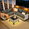 6-Piece Rattan Wicker Outdoor Sectional Sofa Set with Coffee Table